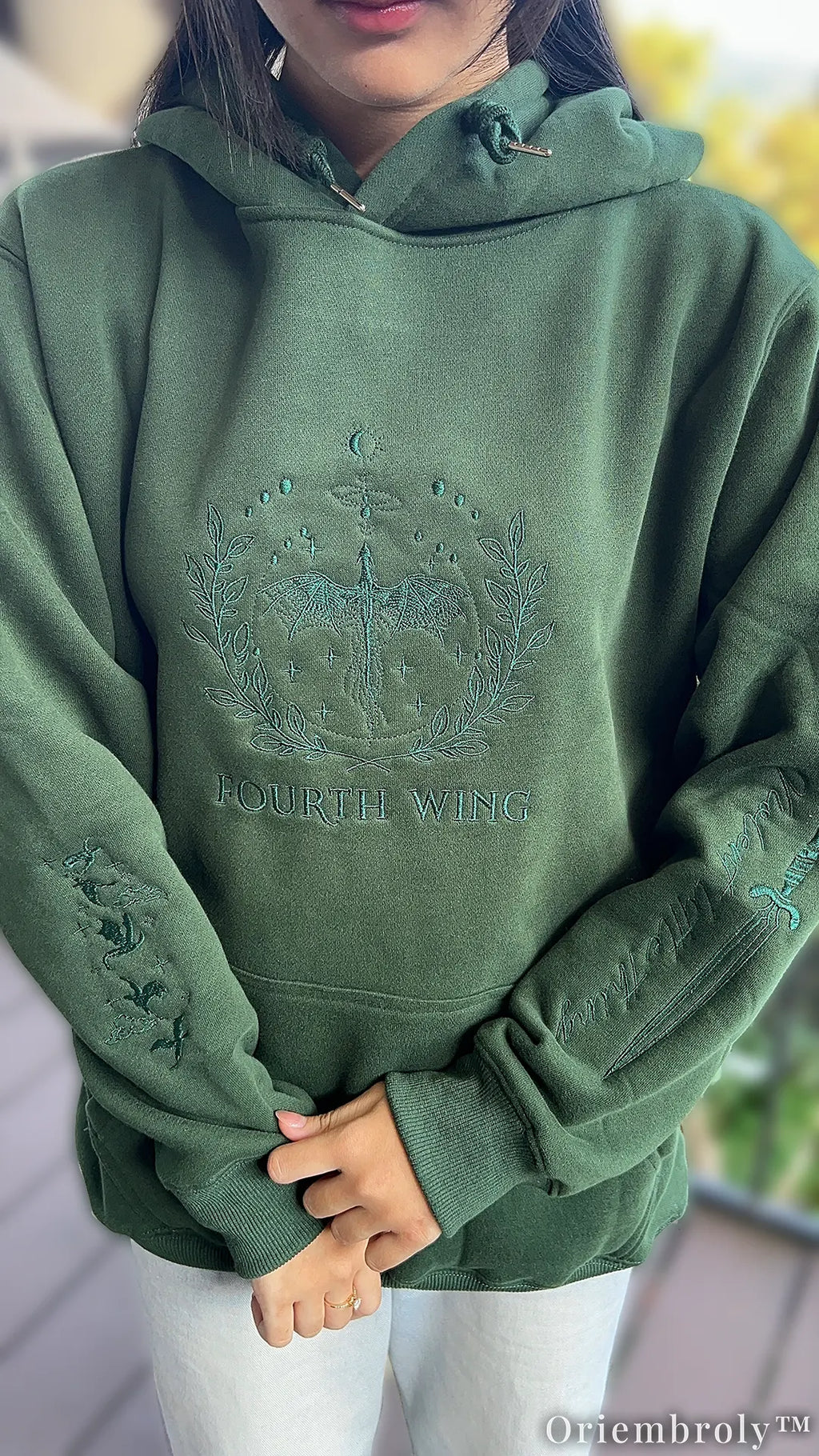 Riders Quadrant Shadow Embroidered Hoodie – Dragon War College Tone-on-Tone Sweatshirt – Book Lover Gift