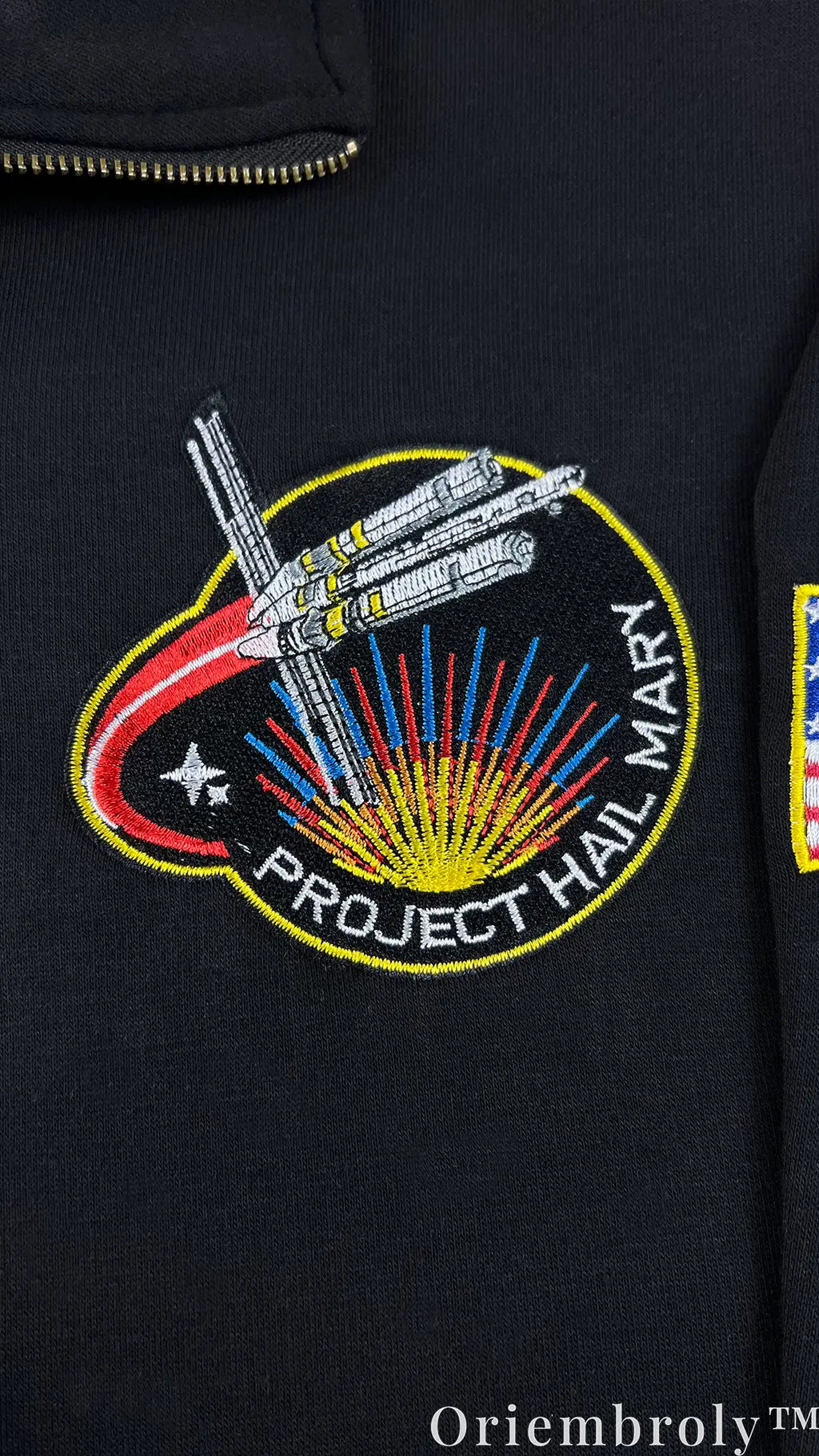 Project Hail Mary Embroidered Quarter Zip – NASA Style Mission Patch Sci-Fi Pullover