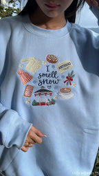 I Smell Snow Gazebo Coffee Antiques Embroidered Light Blue Sweatshirt