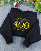 Salem Massachusetts 400 Years Witch Hat Moon Embroidered Black Sweatshirt
