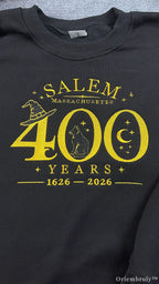 Salem Massachusetts 400 Years Witch Hat Moon Embroidered Black Sweatshirt