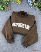 Custom Arched Varsity Collegiate Embroidered Oversized Mock Neck Sweatshirt