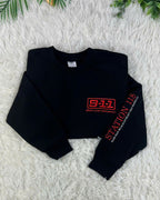 Emergency Response Embroidered Crewneck Sweatshirt, Black First Responder Drama Design