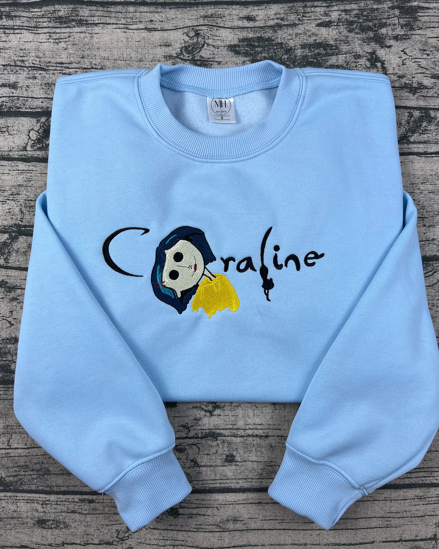Coraline and Wybie Embroidered Sweatshirt, Couple Matching Sweatshirt - Halloween, Anniversary & Valentine's Day Gift