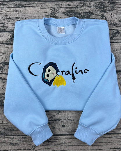 Coraline and Wybie Embroidered Sweatshirt, Couple Matching Sweatshirt - Halloween, Anniversary & Valentine's Day Gift