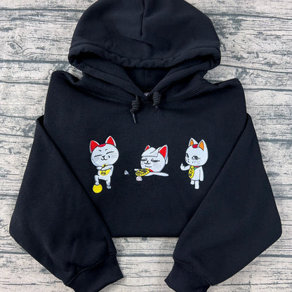 Dandadan Turbo Granny Cat Embroidery – Meme Cat Crewneck for Fans