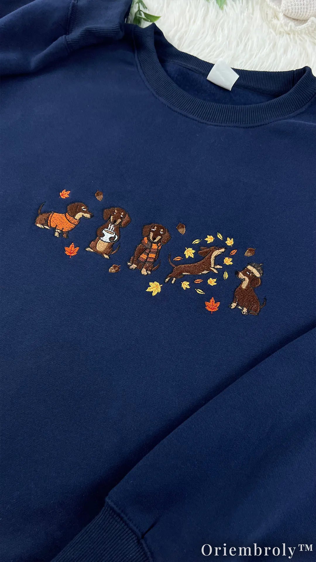Cozy Dachshund Embroidered Sweatshirt – Autumn Wiener Dog Unisex Fleece Crewneck