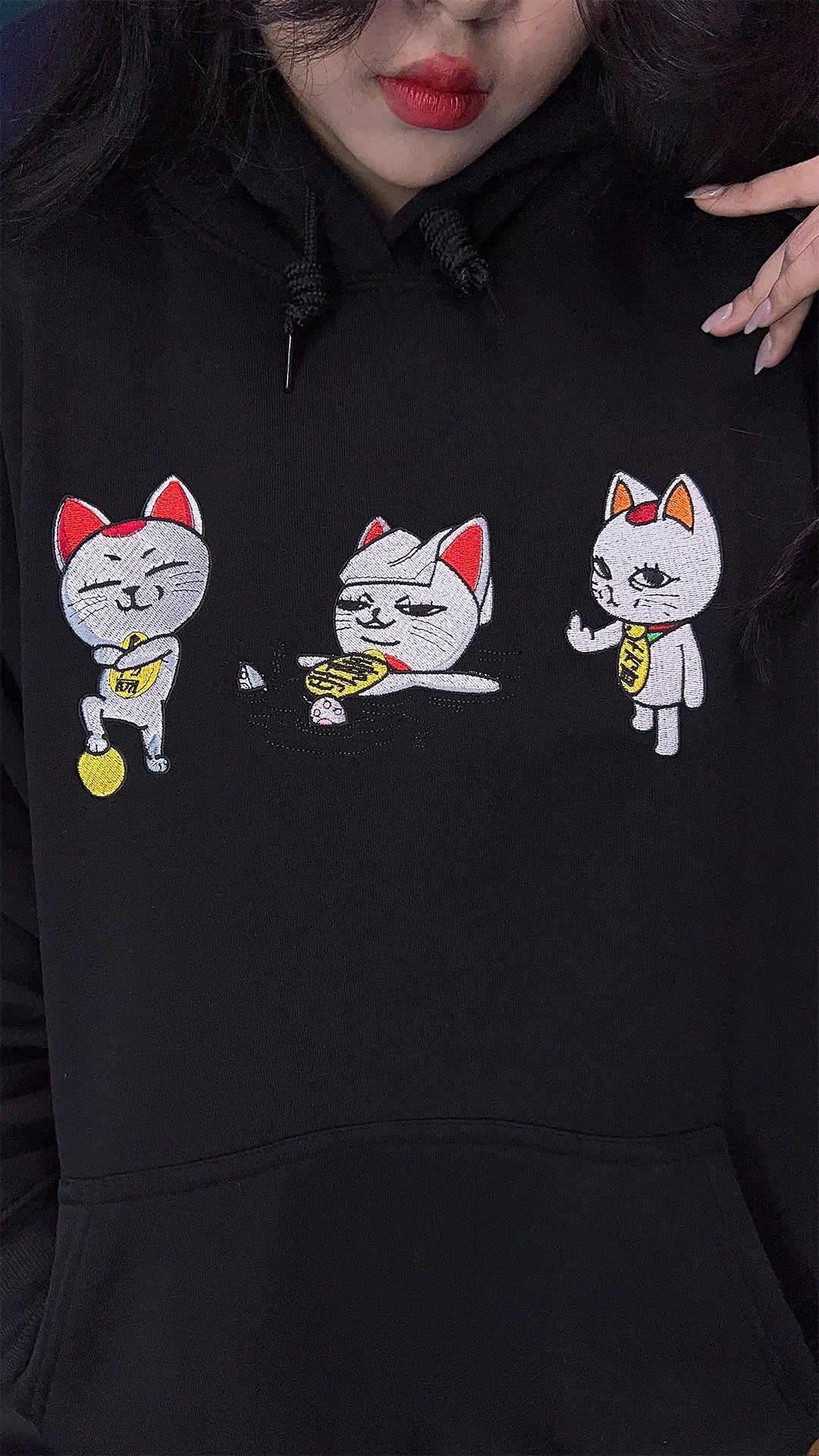 Dandadan Turbo Granny Cat Embroidery – Meme Cat Crewneck for Fans