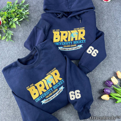 Briar University Hockey Embroidered Sweatshirt – Vintage Collegiate Crewneck
