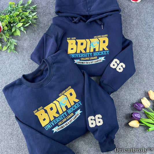 Briar University Hockey Embroidered Sweatshirt – Vintage Collegiate Crewneck
