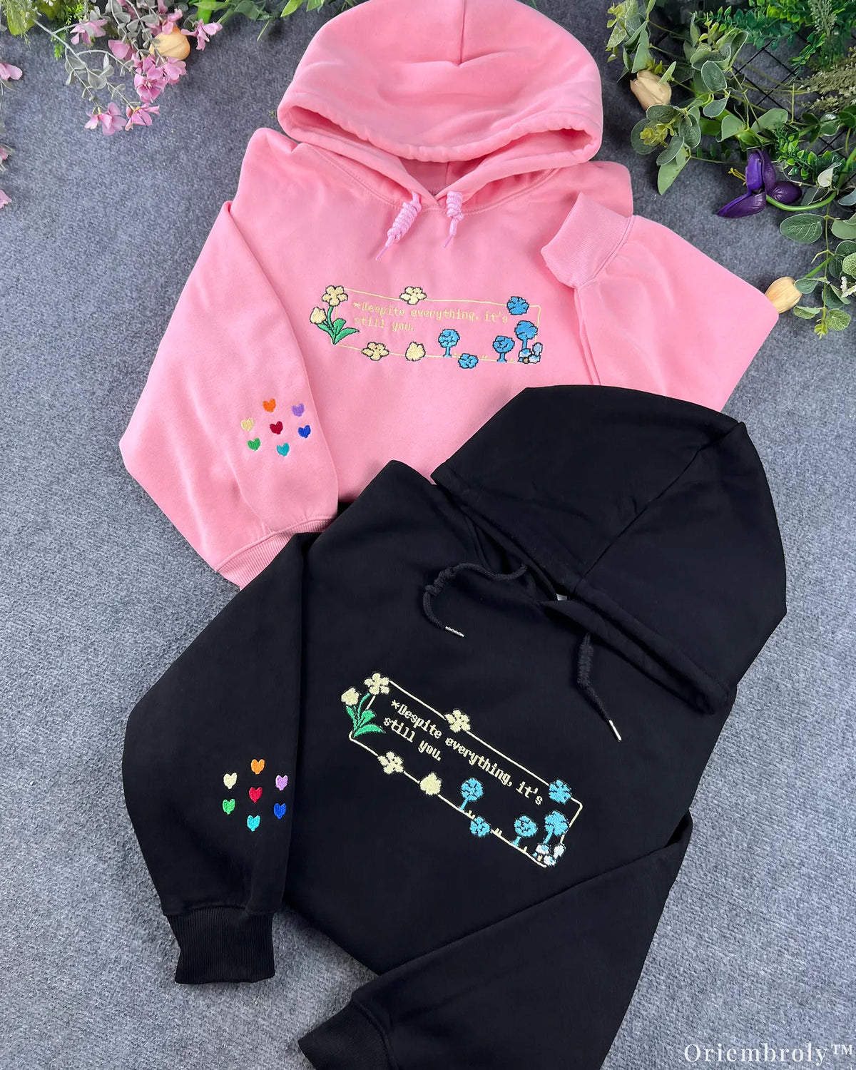 Despite Everything It's Still You Pixel Art Embroidered Forest Green Sweatshirt