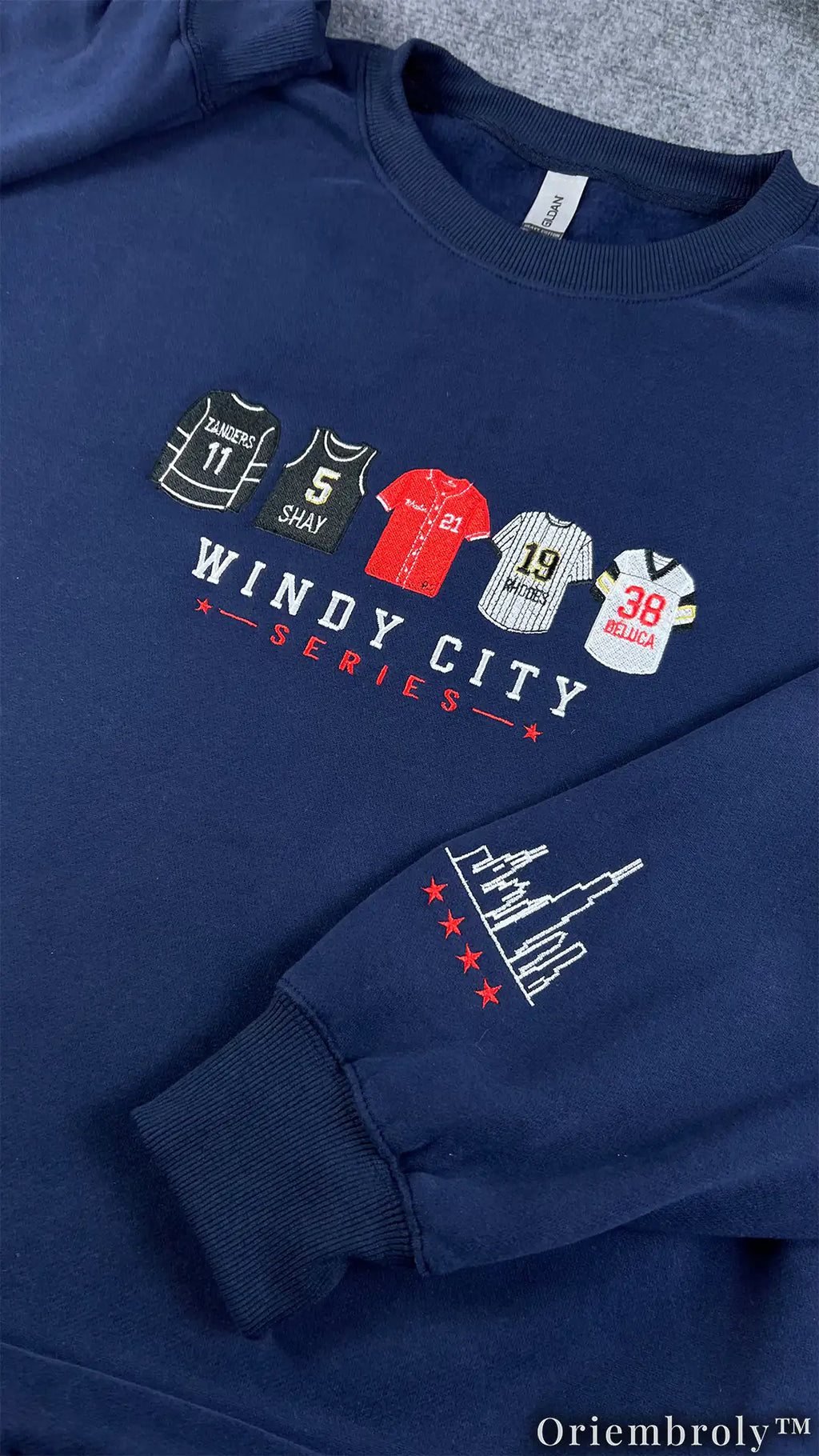 City Series Oversized Sweater - Numbered Athlete Embroidery