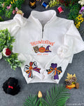 Side Bow Halloween Embroidered Sweatshirt – Vintage Witch Book Halloween Crewneck
