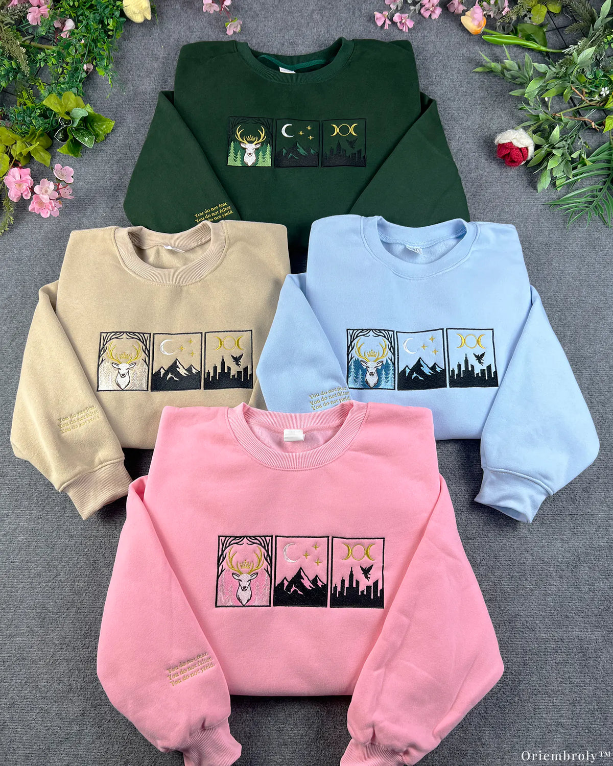 Stag Mountain Celestial Triptych Embroidered Sweatshirt