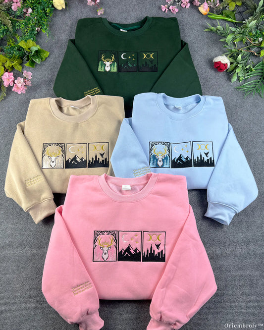 Stag Mountain Celestial Triptych Embroidered Sweatshirt