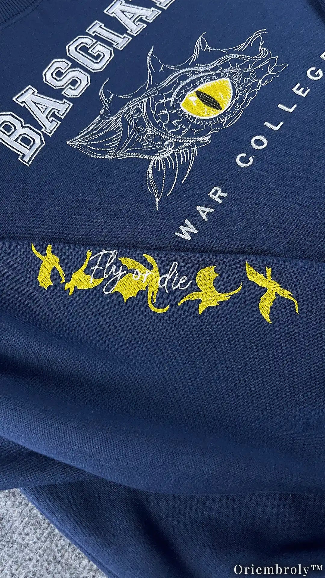 Fourth Wing Embroidered Crewneck - Vintage Dragon Rider Merch