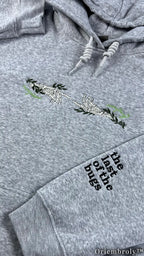 Skeleton Hands & Moth Embroidered Hoodie – Dark Academia Botanical Gothic Fleece Sweatshirt, Vintage Nature Aesthetic Unisex Gift