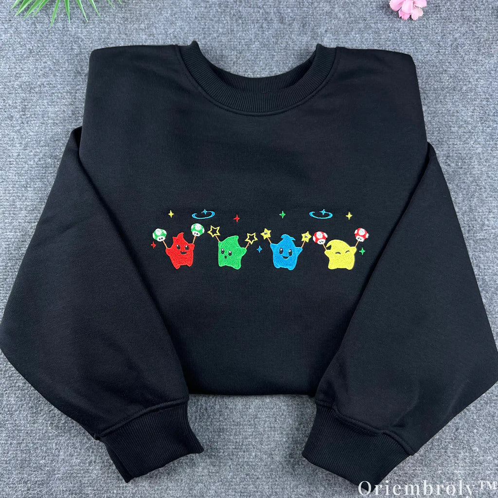 Super Mario Galaxy Luma Embroidered Sweatshirt – Cute Gaming Crewneck Gift