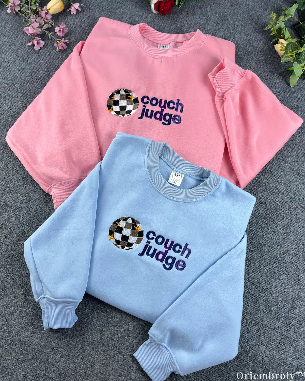 Couch Judge Disco Ball Reality TV Fan Embroidered Crewneck Sweatshirt