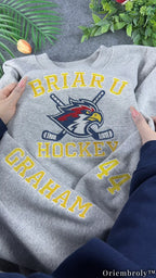College Hockey Romance Embroidered Sweatshirt | Varsity Book Lover Fleece Crewneck