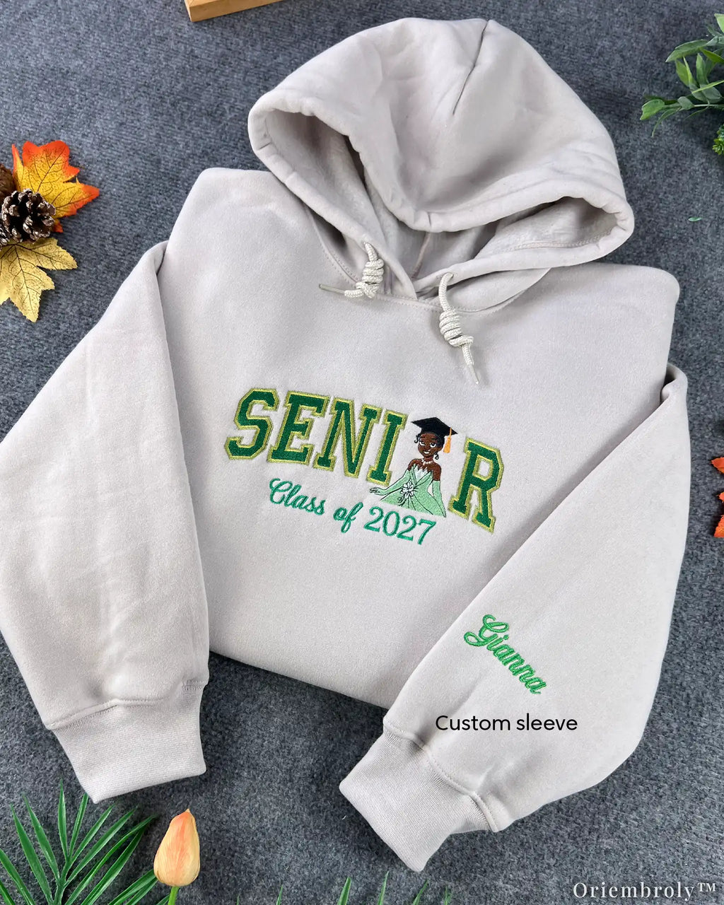Personalized Senior 2027 Embroidered Sweatshirt – Custom Class of 2027 Graduation Crewneck, Name Sleeve Gift