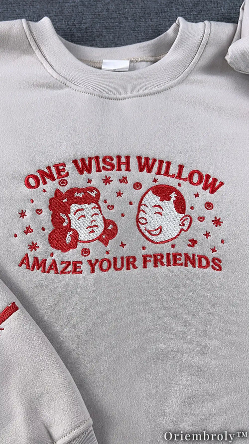 Enchanted Willow Embroidered Sweatshirt | Vintage Botanical Fleece Crewneck