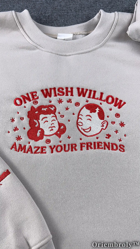Enchanted Willow Embroidered Sweatshirt | Vintage Botanical Fleece Crewneck