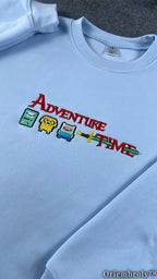 Fantasy Adventure Embroidered Hoodie | Whimsical Cartoon Fleece Hoodie