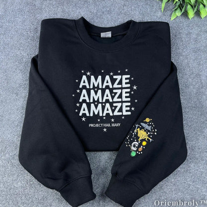 Project Hail Mary Amaze Embroidered Sweatshirt – Rocky Alien Sci-Fi Crewneck