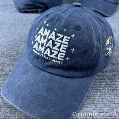 Amaze Amaze Amaze Embroidered Vintage Washed Dad Hat – Sci-Fi Inspired Minimal Statement Cap