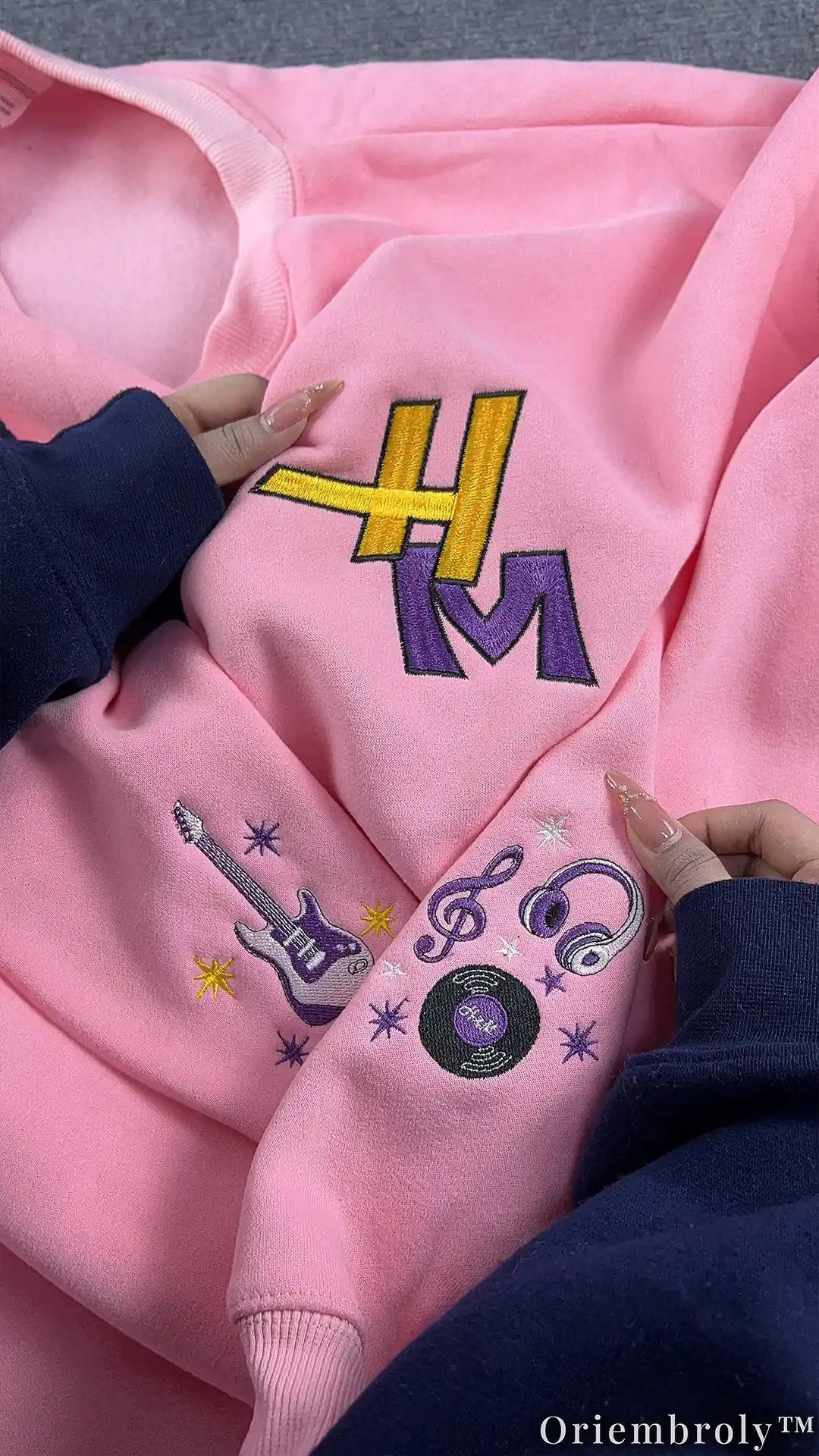 HM Purple Varsity Crewneck - Guitar & Music Notes Patch