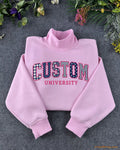 Custom State University Applique Embroidered Crewneck and Mock Neck Sweatshirt