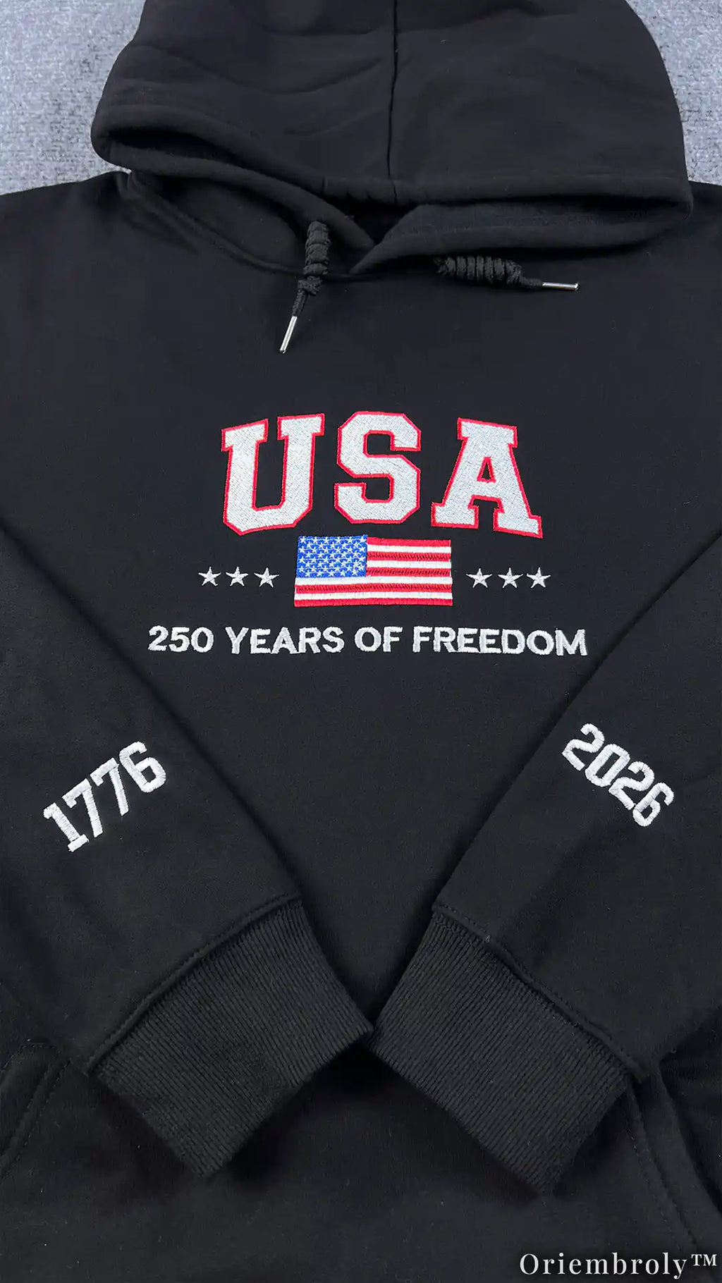 USA 250 Years of Freedom Collegiate Hoodie - Embroidered Patriotic