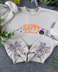 Happy Halloween Bows Embroidered Sand Crewneck Sweatshirt