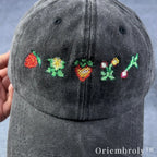 Pixel Farm Items Inspired Embroidered Vintage Washed Dad Hat – Cozy Gaming Aesthetic Statement Cap