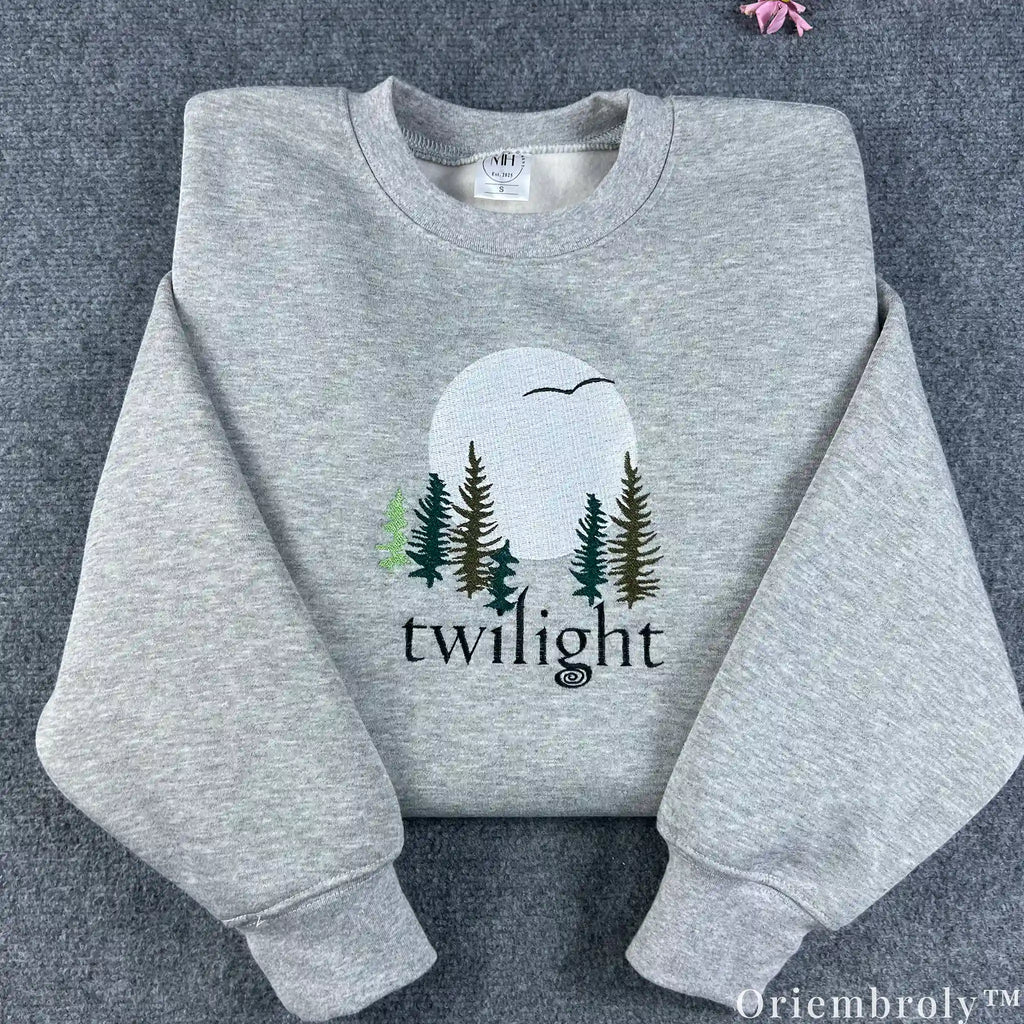 Twilight Forks Washington Embroidered Sweatshirt – Vintage Forest Moon Crewneck