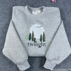Twilight Forks Washington Embroidered Sweatshirt – Vintage Forest Moon Crewneck