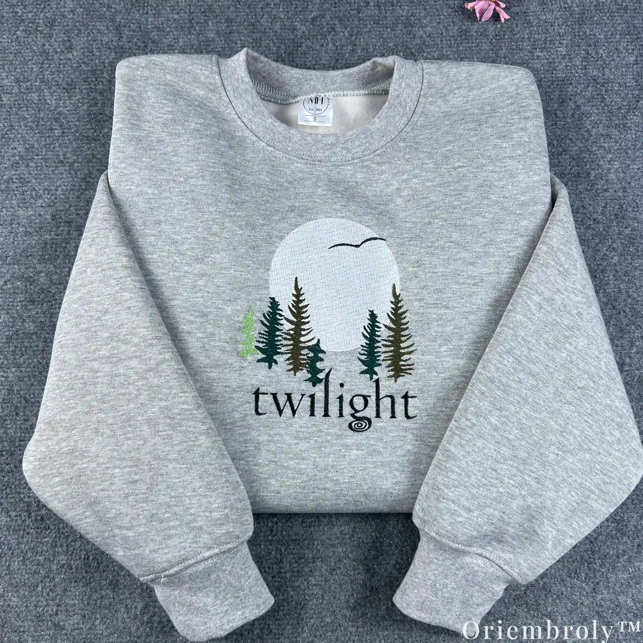 Twilight Forks Washington Embroidered Sweatshirt – Vintage Forest Moon Crewneck