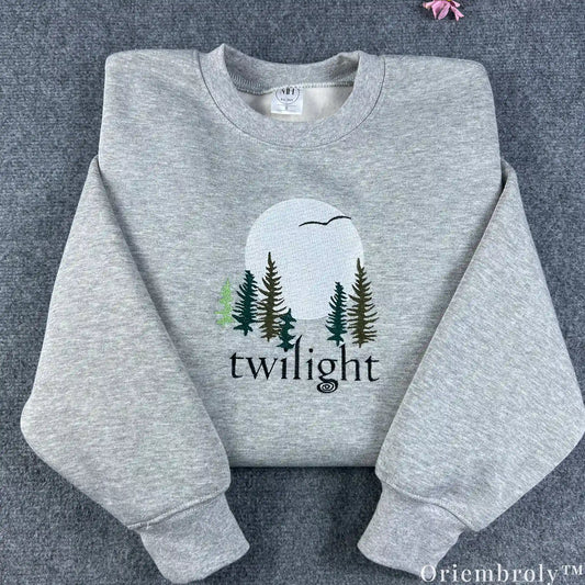 Twilight Forks Washington Embroidered Sweatshirt – Vintage Forest Moon Crewneck
