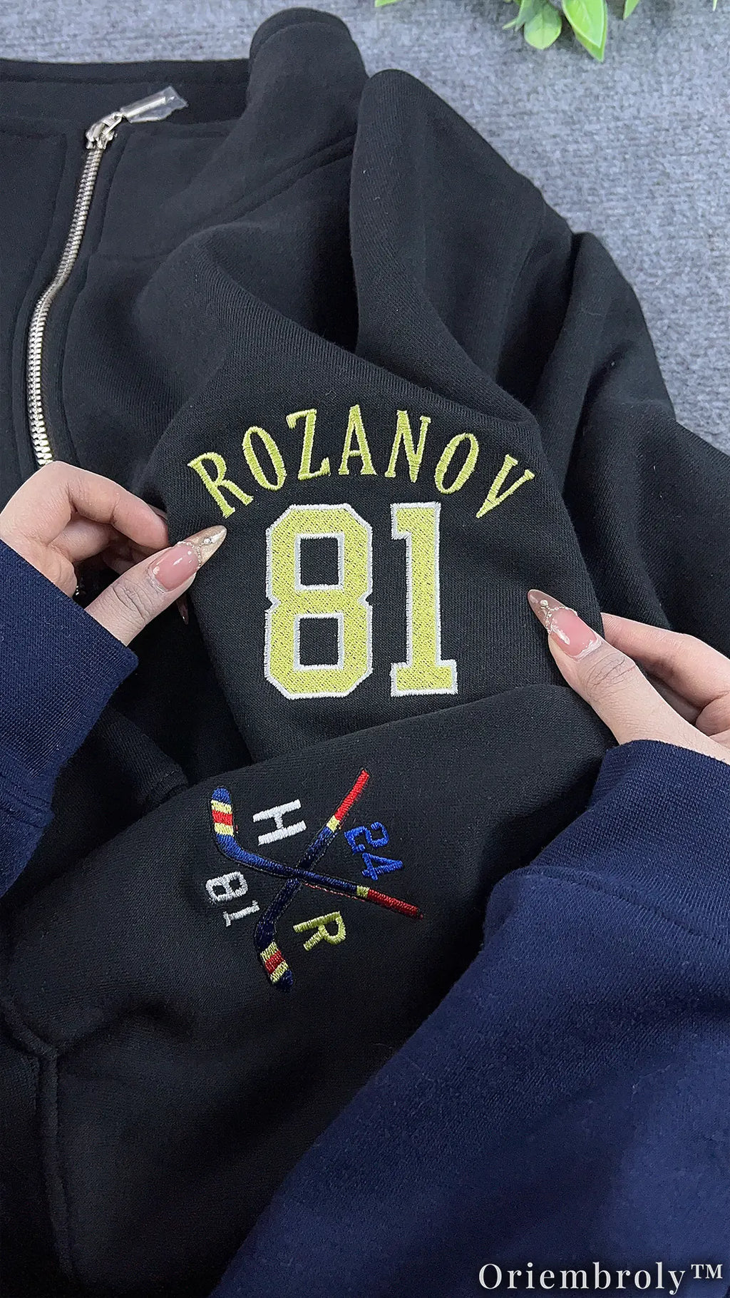 Embroidered Hockey Romance Quarter Zip | Varsity Ice Rink Fleece Pullover