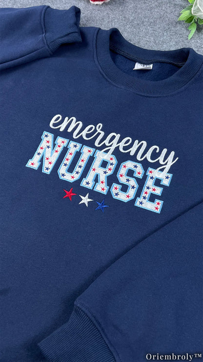 Proud Emergency Nurse Sweatshirt - Handwritten Lettering