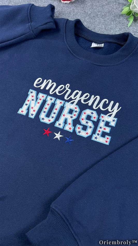 Proud Emergency Nurse Sweatshirt - Handwritten Lettering