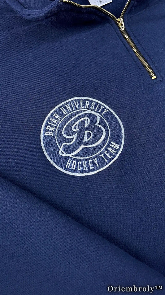 Briar University Embroidered Quarter Zip – Hockey Romance Sweatshirt