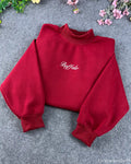 Buffalo Cursive Script Embroidered Mock-Neck Sweatshirt