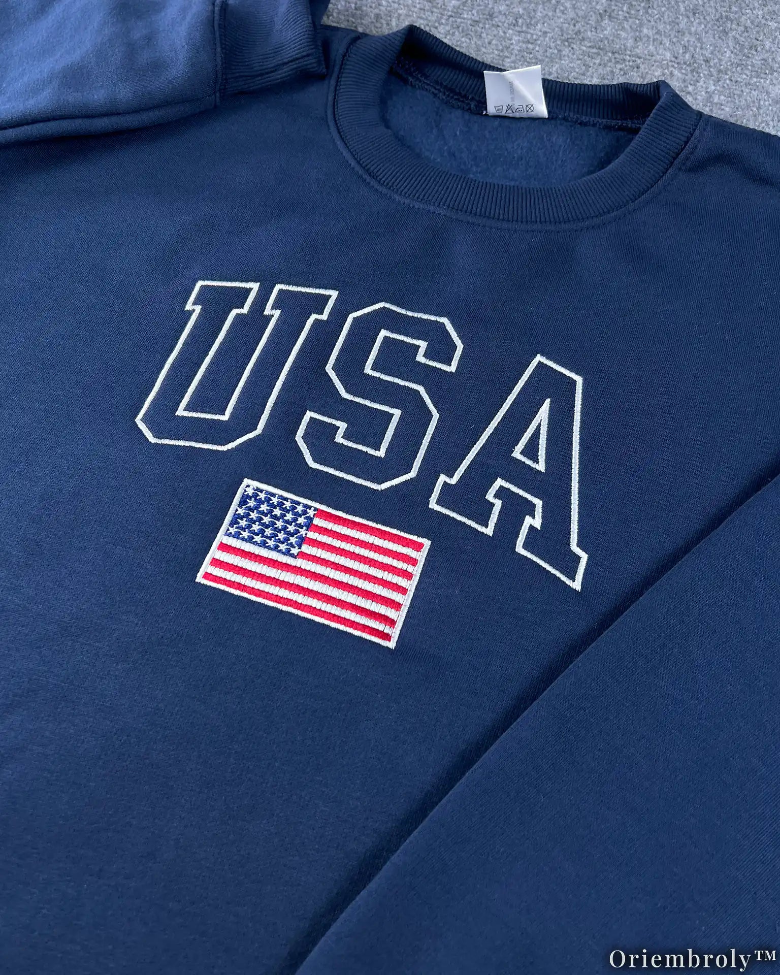 Patriotic USA Embroidered Hoodie - American Flag Varsity