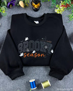 Matching Halloween Embroidered Sweatshirt Set for Family – Black Crewneck