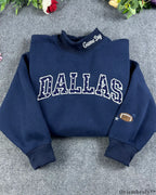 Dallas Polka Dot Varsity Applique Mock-Neck Sweatshirt