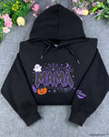 Spooky Dripping Mama Ghost Pumpkin Embroidered Black Pullover Hoodie