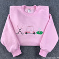 Preppy Golf Embroidered Sweatshirt – Pink Old Money Country Club Crewneck