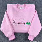 Preppy Golf Embroidered Sweatshirt – Pink Old Money Country Club Crewneck